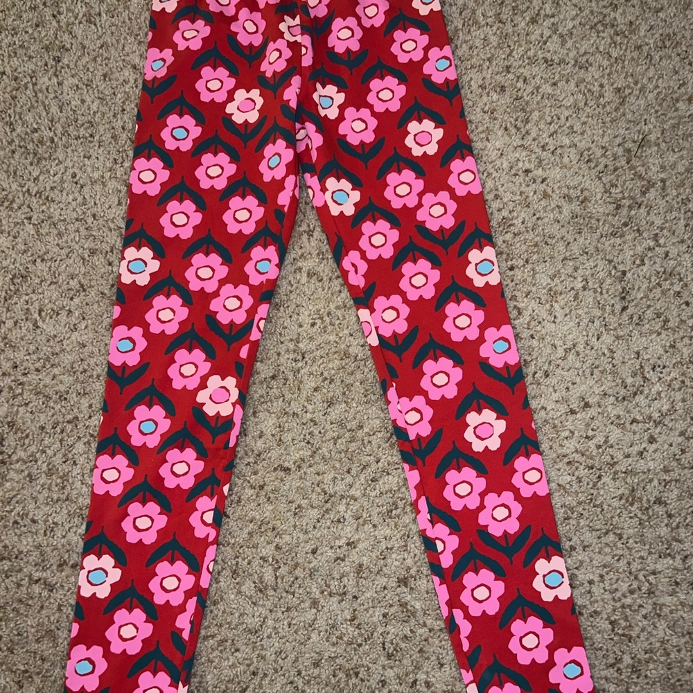 Hanna Andersson Red and Pink Floral Leggings